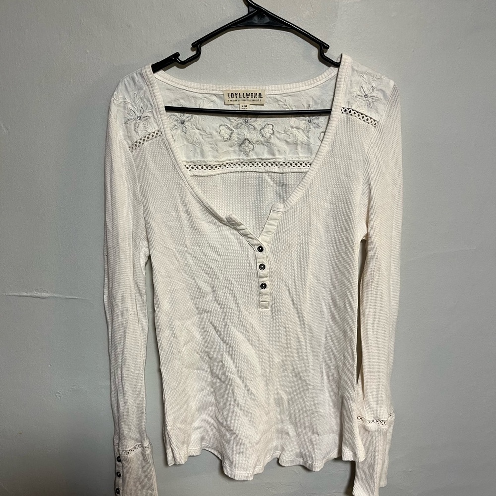 Idyllwind Cream Long Sleeve Top with Button Detail